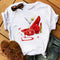 Img 6 - Women Short Sleeve T-Shirt Trendy High-Heeled Shoes Wineglass Printed