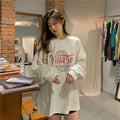 IMG 119 of Thin BFLoose Mid-Length Student Long Sleeved Sweatshirt Women Alphabets Printed Tops Outerwear