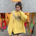 Thin BF Loose Mid-Length Student Long Sleeved Sweatshirt Women Alphabets Printed Tops Outerwear