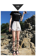 IMG 112 of Denim Shorts Women High Waist Loose Slim Look Wide Leg Niche Burr Ripped Summer Hot Pants Korean Shorts