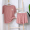 Daisy Girlfriends Sets Summer Loose Embroidery Short Sleeve Shorts Silk Sporty Casual Two-Piece Sleepwear