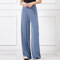 Img 2 - Silk Women Korean Floor Length Slim-Look Loose Drape High Waist Casual Wide Leg Pants