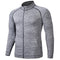 Sporty Men Stretchable Slim Look Quick-Drying Jogging Zipper Long Sleeved Fitness Training Sweatshirt Stand Collar Fitted T-Shirt