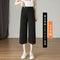 Img 7 - Cropped Pants Women High Waist Drape Wide Leg Loose Summer Petite Straight Casual Black