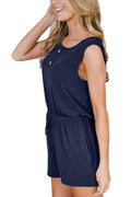 IMG 130 of Women Europe Trendy Round-Neck Sleeveless Casual Button Strap One-Piece Shorts