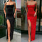 Img 2 - Hip Flattering Sexy Strap Elegant Splitted Solid Colored Dress