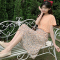 Img 3 - Fairy-Look Floral Skirt Women Summer A-Line Mori Fresh Looking High Waist Slim Look Skirt