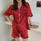 Img 2 - M-XLPlus Size Plus Summer Short Sleeve Silk Solid Colored Cardigan Lapel Replica Loungewear Sets