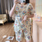 IMG 124 of Pajamas Women Summer Short Sleeve Shorts Cartoon Casual Outdoor Round-Neck Loungewear Sets Sleepwear