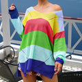 Img 1 - Europe Summer Rainbow Mix Colours Loose Long Sleeved Women Sweater