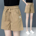 Img 1 - Cotton Shorts Women Summer Bermuda Thin Loose High Waist Slim Look Wide Leg Pants Casual