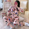 ins Long Sleeved Cardigan Replica Women Pajamas Lapel Silk Loungewear Sets Sleepwear