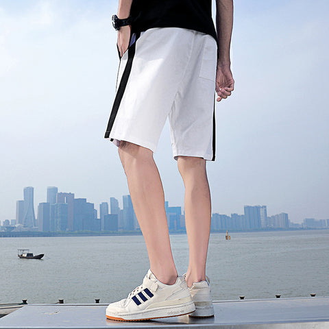 Img 4 - Pants Men Summer Korean Thin Casual White Mid-Length Beach Loose Plus Size Shorts Bermuda Shorts