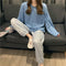 Popular Long Sleeved Pajamas Women Outdoor Loose Korean Vintage Chequered Casual Loungewear Sets Sleepwear