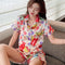 Summer Thin Silk Loungewear Women Short Sleeve Sexy Pajamas Replica Plus Size Cardigan Outdoor Sets Sleepwear