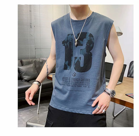 IMG 168 of Men Tank Top Trendy Hip-Hop Handsome Summer Young Sporty Vest Undershirt Tops Thin Printed te Tank Top