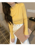 IMG 124 of Korean Office Slim Look Solid Colored Under Stand Collar Sweater Women Outerwear