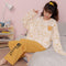 Pajamas Women Cotton Sleeve Length Pants Korean Adorable Student Outdoor Loungewear Sets Sleepwear