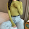 IMG 116 of Long Sleeved Under Slim Look Korean Undershirt Sweater Women Half-Height Collar Outerwear