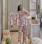 Pajamas Women Summer Cardigan Lapel Short Sleeve Sets Plus Size Cartoon Minimalist Casual Long Pants Loungewear Three-Piece Sleepwear