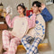 Couple Pajamas Cotton Long Sleeved Thin Men Cartoon Sets Women Korean Loungewear Sleepwear