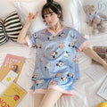 Img 9 - Ice Silk Pajamas Women Summer Adorable Sweet Look Teenage Girl Pink V-Neck Replica Student Loungewear Sets