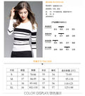 IMG 103 of Round-Neck Sweater Women Slim Look Demure Tops Striped Long Sleeved Undershirt Outerwear