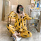 ins Women Pajamas Sleeve Length Pants Adorable Korean Cartoon Printed Casual Loungewear Sleepwear