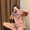 Summer Short Sleeve Pajamas Women Adorable Sweet Look Cartoon Plus Size Loungewear Sets Sleepwear