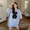 IMG 128 of Popular Bear Short Sleeve T-Shirt Women Loose Korean insHarajuku Thick Half Sleeved T-Shirt