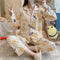 Streaming Popular Casual Pajamas Women Cardigan Sleeve Length Pants Europe Loungewear Sets Sleepwear