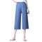 Img 1 - Summer Straight Denim Pants Women Wide Leg High Waist Plus Size Drape Loose Ice Silk Casual Long Pants