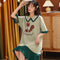 Pyjamas Women Summer Cotton Short Sleeve Mid Length Adorable Korean Princess Dress Plus Size Loungewear Sleepwear