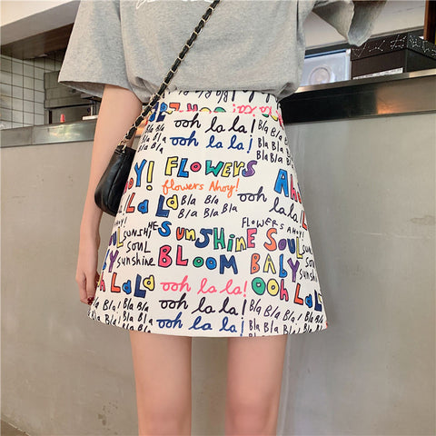Img 24 - A-Line Hip Flattering Graffiti Printed Plus Size Summer Skirt