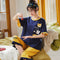 Summer Women Short Sleeve Cropped Pants Pajamas Sets Knitted Cotton Thin Loungewear Sleepwear