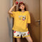 Img 2 - Pajamas Women Summer Knitted Cotton Adorable Japanese Two-Piece Sets Short Sleeve Shorts Thin insLoungewear