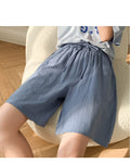 IMG 124 of Cotton Blend Bermuda Shorts Women Summer Breathable Pants Wide Leg Loose Plus Size Shorts