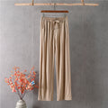 Img 2 - Slim Look Long Pants Loose Elegant High Waist Ice Silk Drape Straight Floor Length Wide Leg Women