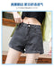 Img 9 - Black Denim Shorts Women High Waist Slim Look Summer Loose All-Matching Folded A-Line Wide Leg Hot Pants