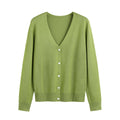 Women Korean Long Sleeved Sweater V-Neck Short Solid Colored Loose Knitted Cardigan Outerwear