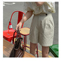 IMG 111 of Coffee Shorts Women Summer A-Line High Waist Wide Leg Bermuda Hong Kong Elastic Pants Shorts