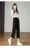 IMG 117 of Cropped Pants Women High Waist Drape Wide Leg Loose Summer Petite Straight Casual Black Pants