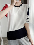 Round-Neck Short Sleeve T-Shirt Women Loose INS Summer Korean All-Matching White Cotton Tops Outerwear