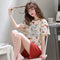 Summer Pajamas Women Short Sleeve Shorts Cotton Korean Loungewear Cartoon Thin Outdoor Sets Sleepwear