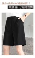 Img 9 - Black Suits Shorts Women Summer Petite Wide Leg High Waist Loose Outdoor Slim Look Straight Casual Mid-Length Pants