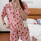 IMG 113 of Summer Korean Cartoon Short Sleeve Shorts Pajamas Teens Casual Cardigan Loungewear Sets Outdoor Sleepwear