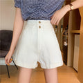 Img 8 - Denim Pants Shorts Women Summer High Waist Slim Look Wide Leg A-Line Straight Loose insPants