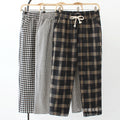 Img 3 - Cotton Blend Women Summer Thin High Waist Elderly Mom Loose Chequered Casual Ankle-Length Carrot Pants