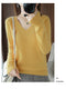 IMG 142 of Women Pullover Slim Look Solid Colored Long Sleeved V-Neck Undershirt Sweater Outerwear