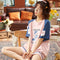 Pajamas Women Summer Cotton Short Sleeve INS Pajamas Pants Sets Loose Plus Size Loungewear Sleepwear